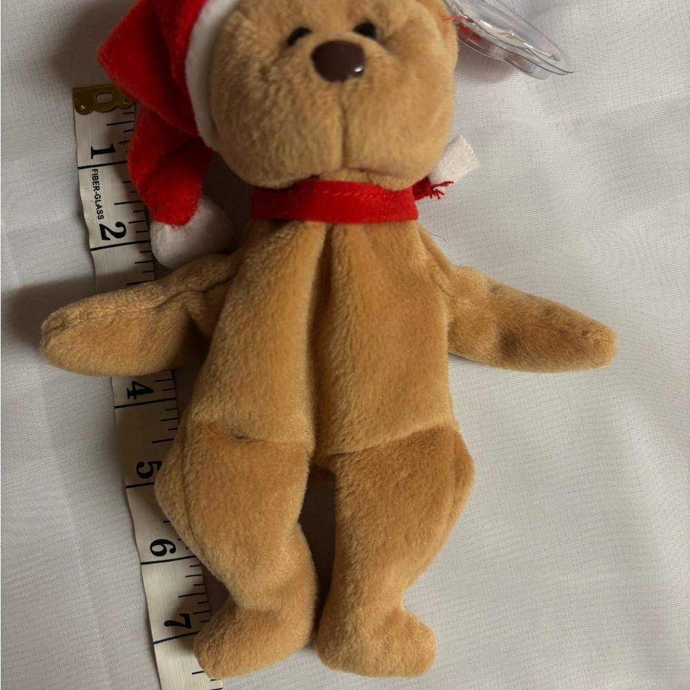 Ty Plush Bear with Red Santa Hat and Scarf preowned